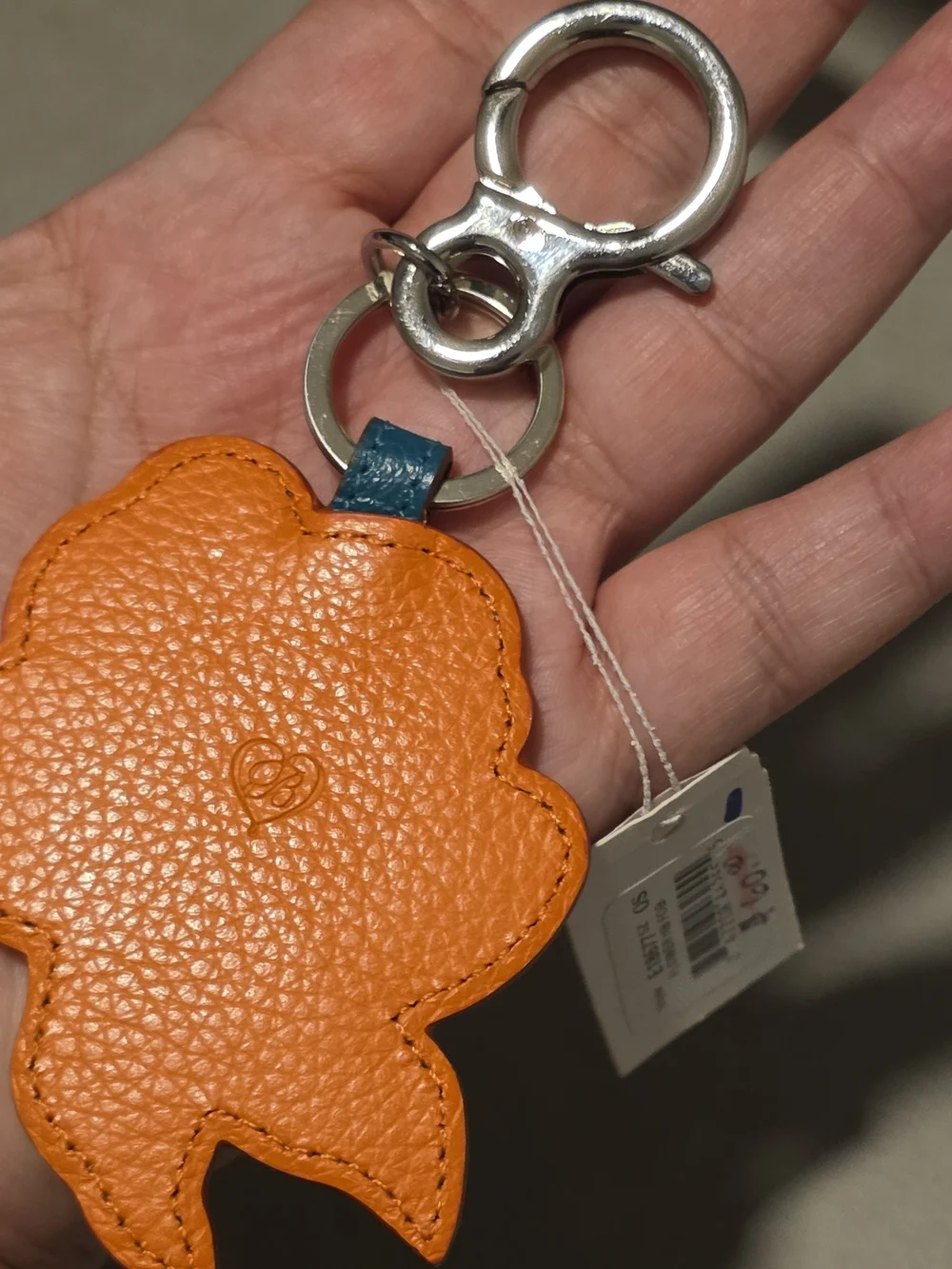 Brighton Flower Floral Leather Key Fob in Orange Keychain Handbag Holder NEW